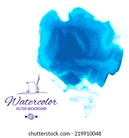Abstract watercolor vector blob background. Blue blot. Water symbol.