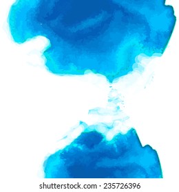 Abstract watercolor vector splashes. Blue blot background. Hand drawing creative.