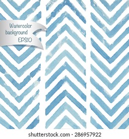 Abstract watercolor vector striped background, chevron
