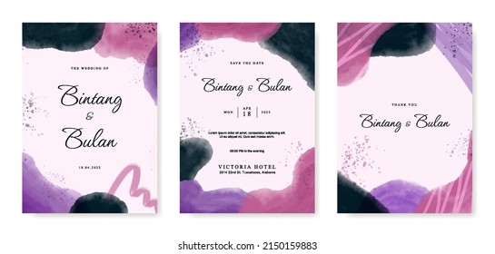 Abstract watercolor wedding invitation template