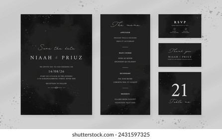 Plantilla de invitación de boda de acuarela abstracta. conjunto de papelería de boda. tarjeta de lujo y fondo de póster.