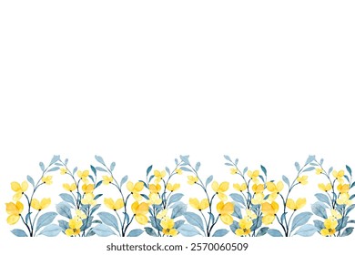 abstract watercolor yellow floral frame background.