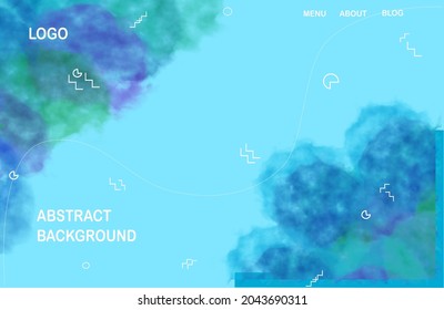 abstract watercolour background. memphis style background with watercolor brush. 