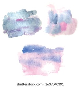 Abstract watercolour blob brush stain isolated copy space.