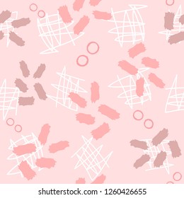 Abstract watercolour seamless pattern. Girly print drawn by hand. Sketch, watercolor, paint. Vector illustration. White, pink, purple.