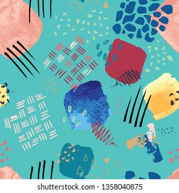 abstract watercolour seamless pattern print background. Great for fashion, textile, stationery, invitations, background