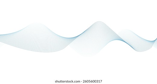 Abstract watercolours wave element for design. Digital frequency track equalizer. Stylized line art background. Vector illustration. Wave with lines created using blend tool.