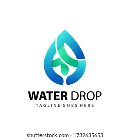 Abstract Waterdrop Company Logo Design 3D Template Vector Premium