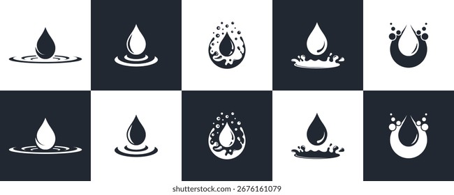 Abstract Waterdrop Illustration Logo Set Vetor Design