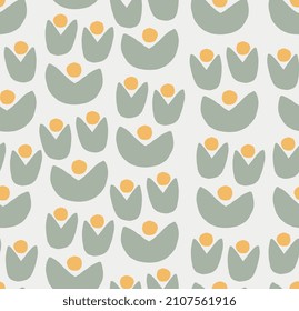 abstraktes, weiches Grün, orangefarbene Farbe, skandinavischer Pflanzenstil, nahtlos minimalistisches Stoffdesign, Stoffdruck, Verpackungspapierdekor, bohellgrauer botanischer Hintergrund, Wallpaper