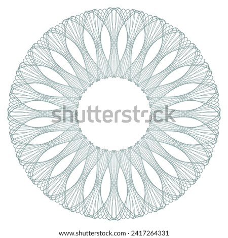 Abstract watermark guilloche elements for money banknote, and certificate design. Line round frames and circular rosettes with a modern touch. Vector background