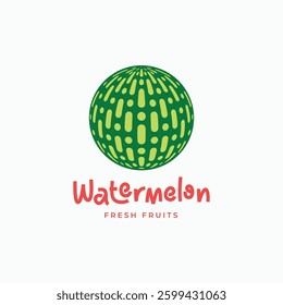 Abstract watermelon fruit logo with fresh colors round shape vector icon sign symbol