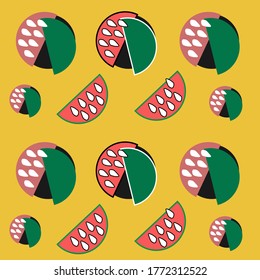 Abstrakte Wassermelone auf gelbem Hintergrund