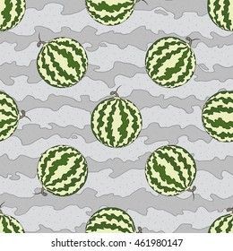 Abstract watermelon pattern. Hand drawn seamless food background. Vector nature illustration.