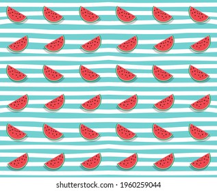 Abstrakt. Wassermelonen Muster nahtloser Sommerhintergrund. Design für Maske Gesicht, Kissen, Kleidung, Stoff, Geschenkverpackung. Vektorgrafik.