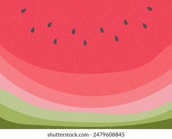 Abstractas rebanada de sandía rayada fondo Horizontal. Dibujado a mano ilustración colorida. Concepto de vacaciones de verano. Textura estacional de la fruta. Plantilla para Anuncio, póster, portada, flyer