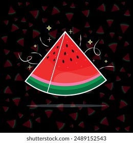 The abstract of Watermelon slices hand - drawn Piece of watermelon, sketch for your design