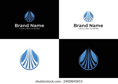 logotipo del vector de línea de navegación por vía navegable abstracta