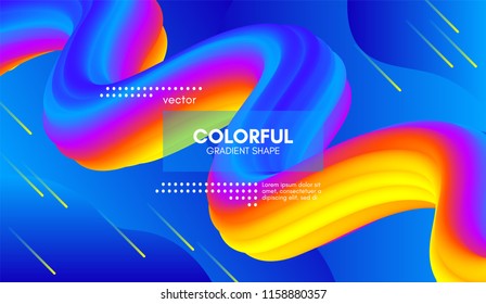 Abstract Wave 3d Background with Colorful Liquid. Vector Illustration. Trendy 3d Fluid Design for Business Presentation, Poster. Modern Gradient Flow Shapes. Abstract 3d Cover with Vibrant Gradient.
