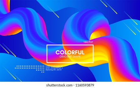 Abstract Wave 3d Background with Colorful Liquid. Vector Illustration. Trendy 3d Fluid Design for Business Presentation, Poster. Modern Gradient Flow Shapes. Abstract 3d Cover with Vibrant Gradient.