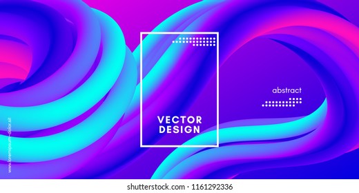 Abstract Wave 3d Background with Colorful Liquid. Vector Illustration. Trendy 3d Fluid Design for Business Presentation, Poster. Neon Gradient Flow Shapes. Abstract 3d Cover with Vibrant Gradient.