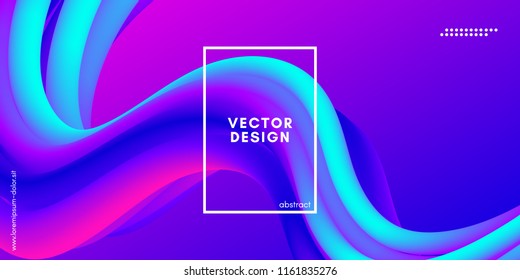Abstract Wave 3d Background with Colorful Liquid. Vector Illustration. Trendy 3d Fluid Design for Business Presentation, Poster. Neon Gradient Flow Shapes. Abstract 3d Cover with Vibrant Gradient.