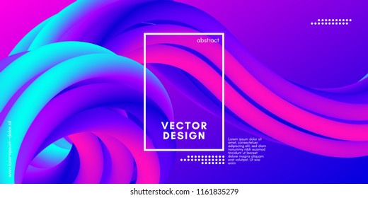 Abstract Wave 3d Background with Colorful Liquid. Vector Illustration. Trendy 3d Fluid Design for Business Presentation, Poster. Neon Gradient Flow Shapes. Abstract 3d Cover with Vibrant Gradient.