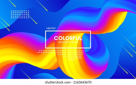 Abstract Wave 3d Background with Colorful Liquid. Vector Illustration. Trendy 3d Fluid Design for Business Presentation, Poster. Modern Gradient Flow Shapes. Abstract 3d Cover with Vibrant Gradient.