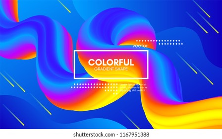 Abstract Wave 3d Background with Colorful Liquid. Vector Illustration. Trendy 3d Fluid Design for Business Presentation, Poster. Modern Gradient Flow Shapes. Abstract 3d Cover with Vibrant Gradient.