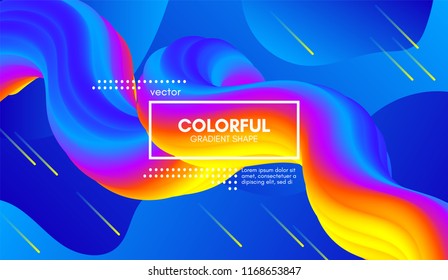 Abstract Wave 3d Background with Colorful Liquid. Vector Illustration. Trendy 3d Fluid Design for Business Presentation, Poster. Modern Gradient Flow Shapes. Abstract 3d Cover with Vibrant Gradient.