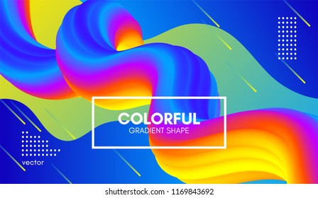 Abstract Wave 3d Background with Colorful Liquid. Vector Illustration. Trendy 3d Fluid Design for Business Presentation, Poster. Modern Gradient Flow Shapes. Abstract 3d Cover with Vibrant Gradient.