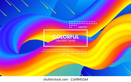 Abstract Wave 3d Background with Colorful Liquid. Vector Illustration. Trendy 3d Fluid Design for Business Presentation, Poster. Modern Gradient Flow Shapes. Abstract 3d Cover with Vibrant Gradient.