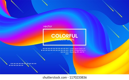 Abstract Wave 3d Background with Colorful Liquid. Vector Illustration. Trendy 3d Fluid Design for Business Presentation, Poster. Modern Gradient Flow Shapes. Abstract 3d Cover with Vibrant Gradient.