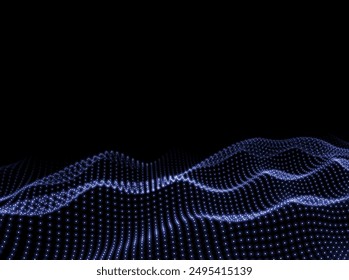 Abstract Wave Background. 3d Points Backdrop. Technology Pattern. Scientific Texture. Vector illustration