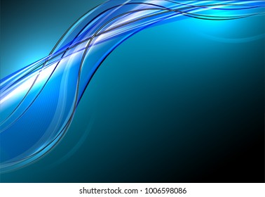 Abstract wave background advertising vector shiny colorful line blue black