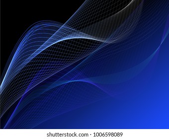 Abstract wave background advertising vector shiny colorful line blue black
