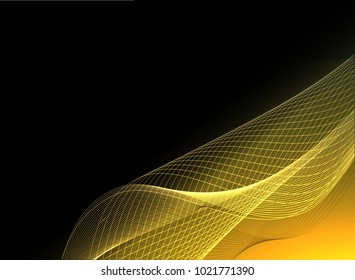 Abstract wave background advertising vector shiny colorful line yellow black