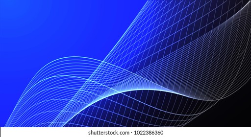Abstract wave background advertising vector shiny colorful line blue black