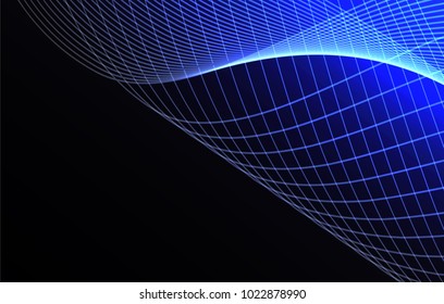 Abstract wave background advertising vector shiny colorful line blue black
