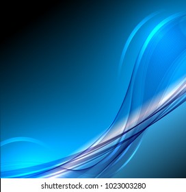 Abstract wave background advertising vector shiny colorful line blue black
