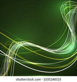 Abstract wave background advertising vector shiny colorful line green