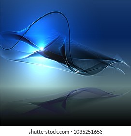 Abstract wave background advertising vector shiny colorful line blue