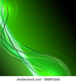 Abstract wave background advertising vector shiny colorful line green