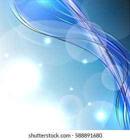 Abstract wave background advertising vector shiny colorful line blue
