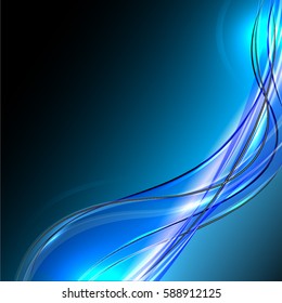 Abstract wave background advertising vector shiny colorful line blue