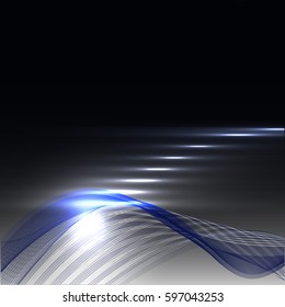 Abstract wave background advertising vector shiny colorful line blue