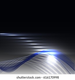 Abstract wave background advertising vector shiny colorful line blue