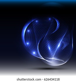 Abstract wave background advertising vector shiny colorful line blue
