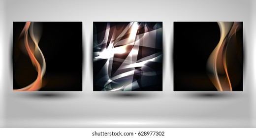 Abstract wave background advertising vector shiny colorful line set yellow black
