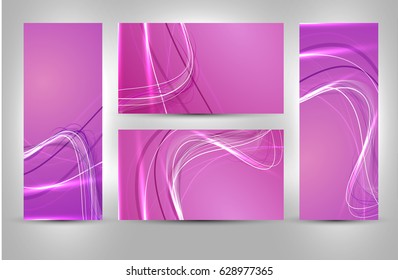 Abstract wave background advertising vector shiny colorful line set purple black